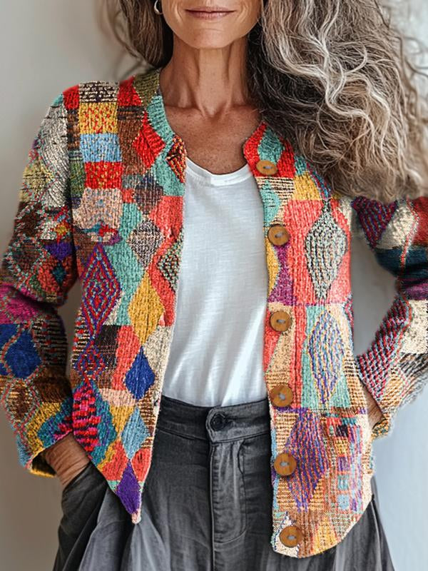 Alma | Multicolored Patchwork Pattern Jacket