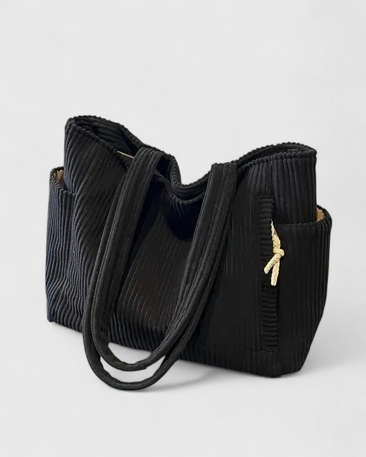 MaryAnne | Luxurious Ribbed Tote Bag with Cord Detail