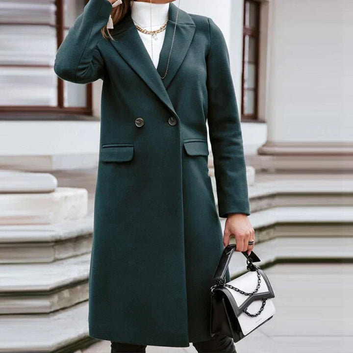 Long Autumn Coat for Women – Stylish Coat with Buttons and Classic Cut