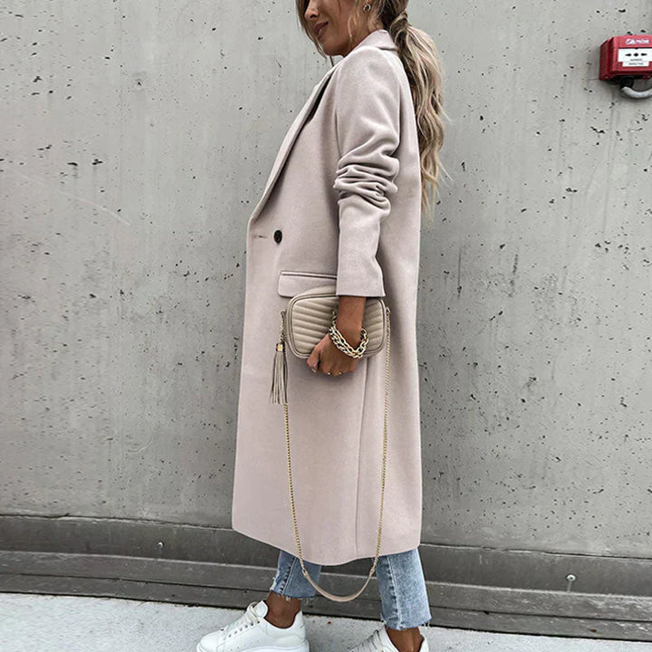 Long Autumn Coat for Women – Stylish Coat with Buttons and Classic Cut