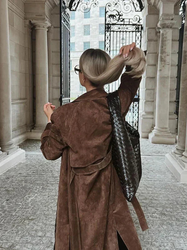 Veronika - Elegant Suede Trench Coat
