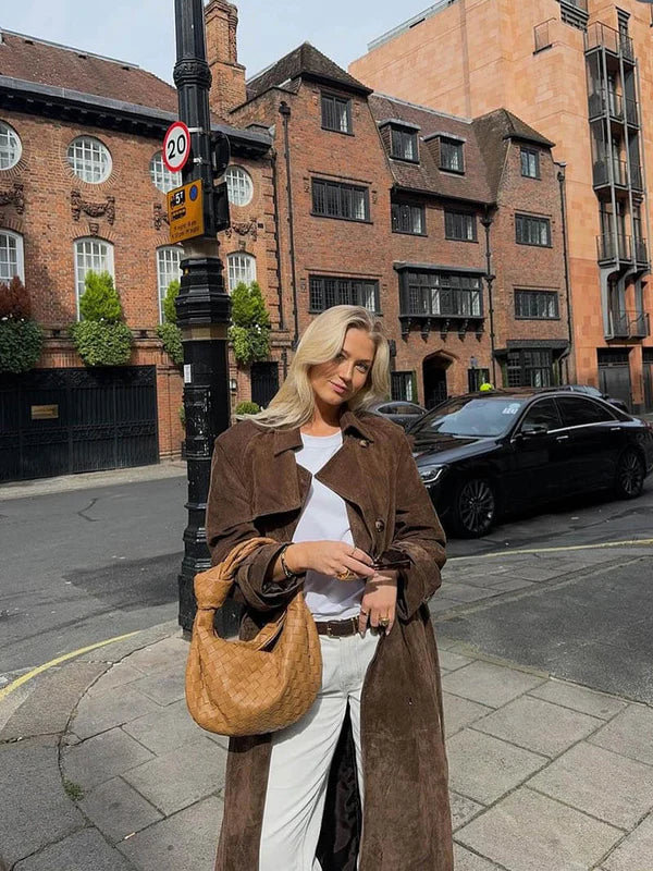 Veronika - Elegant Suede Trench Coat