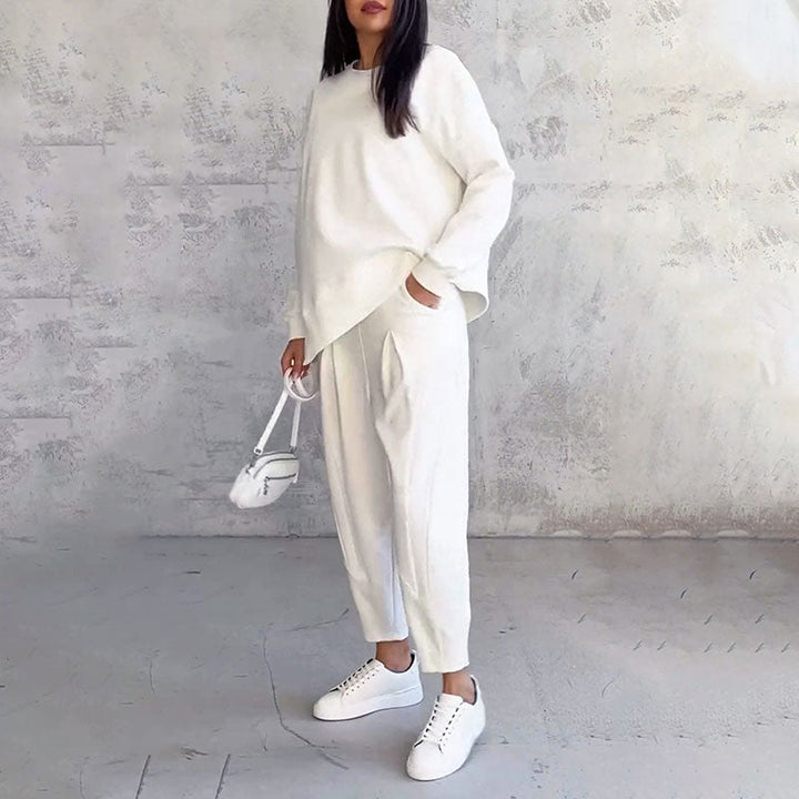 Léa | Two-piece set with long-sleeve top and wide-leg pants